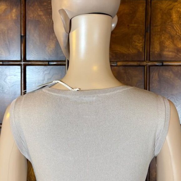 Marla Wynne Taupe Scoop Neck Side Slits Ribbed Side Slit Sweater Tank - Picture 10 of 16